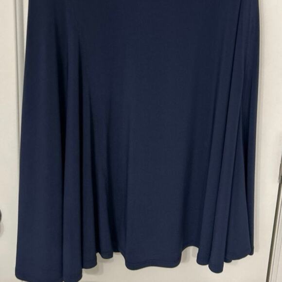Evan Picone Blue Jersey Ruched Cap Sleeve Fit To Flare Asymmetrical Dress 10 - Picture 8 of 15